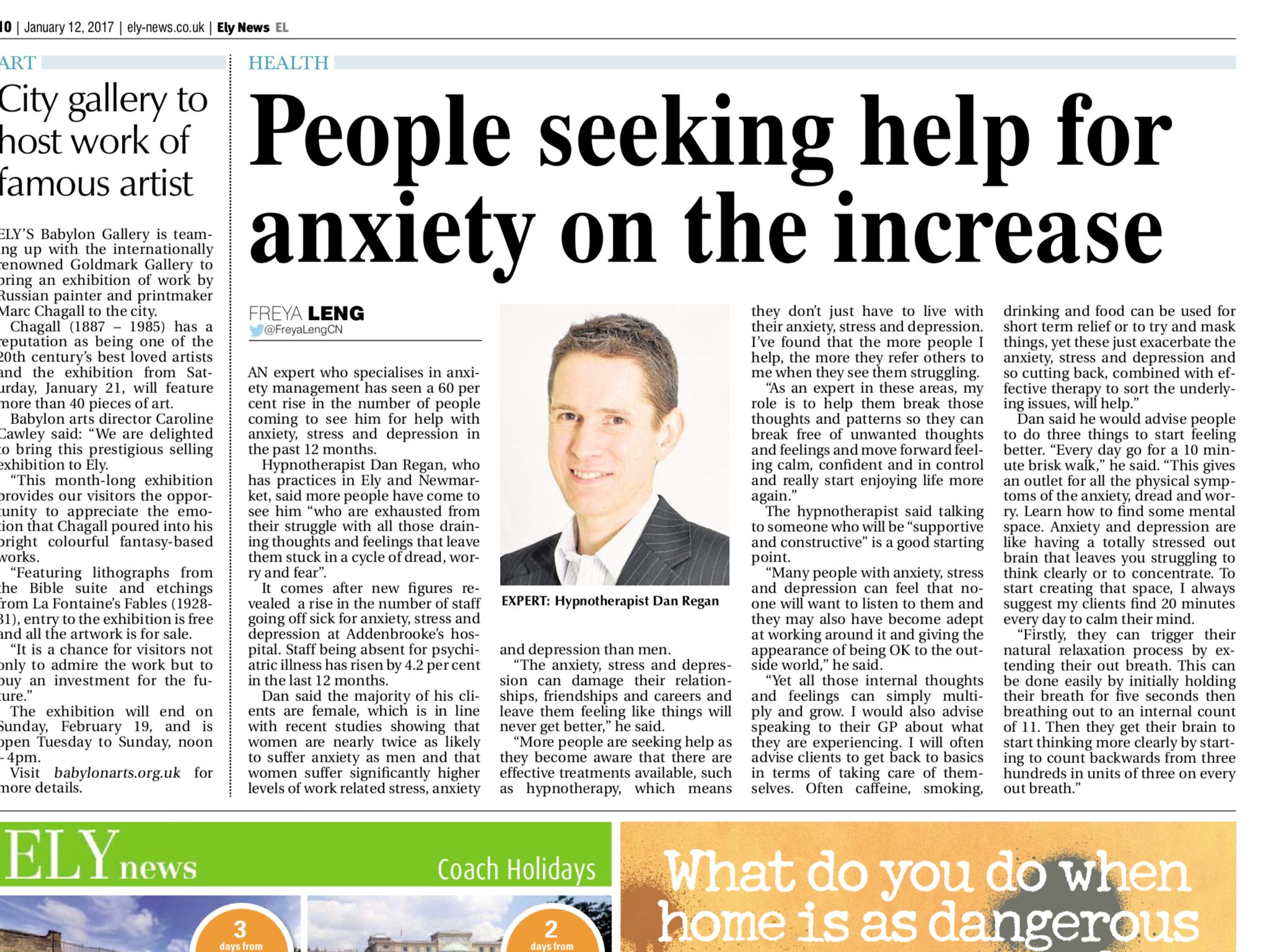 anxiety stress help ely news hypnotherapist in Ely