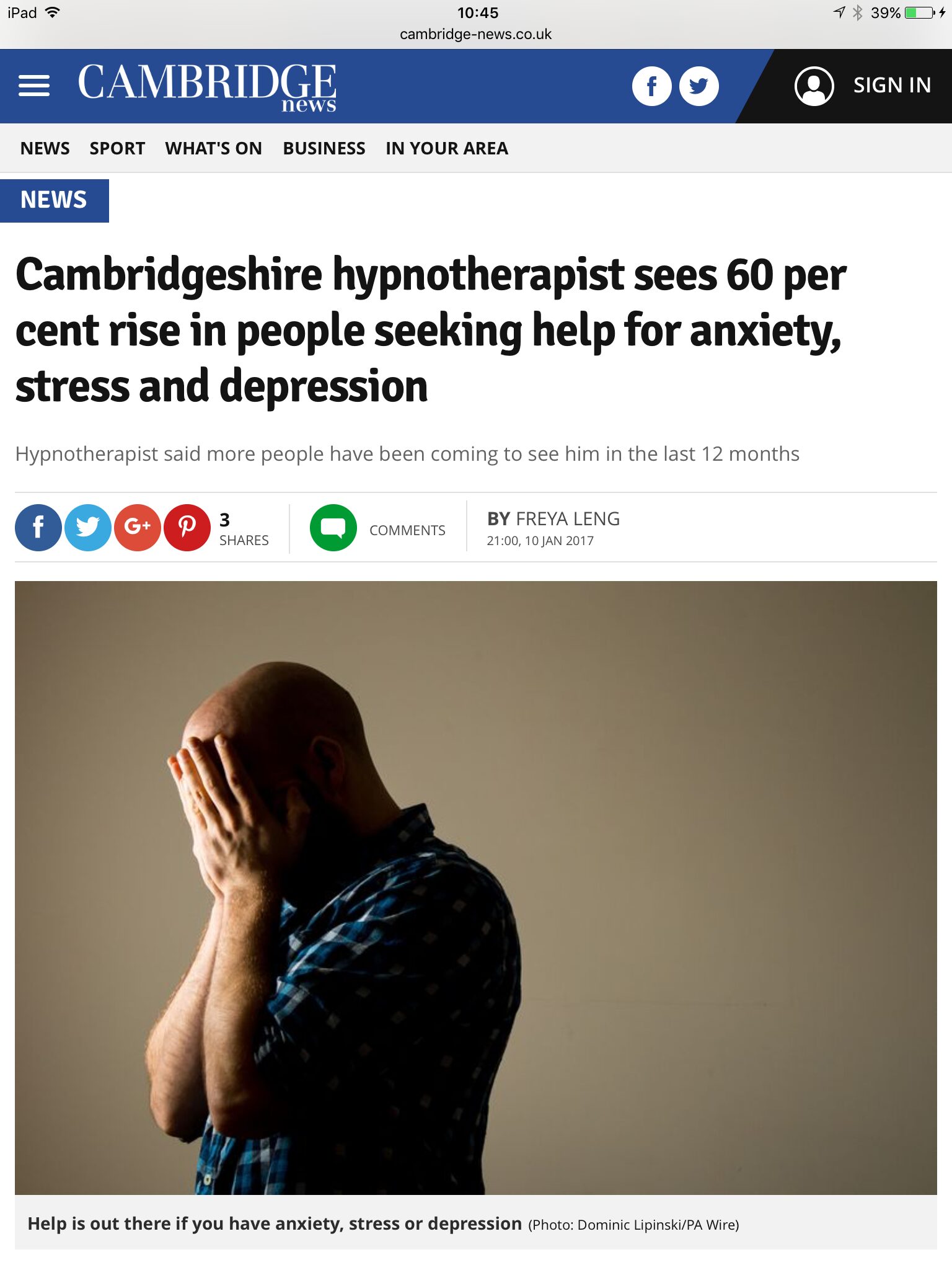 how to get help for anxiety stress depression cambridge news hypnotherapy in Ely