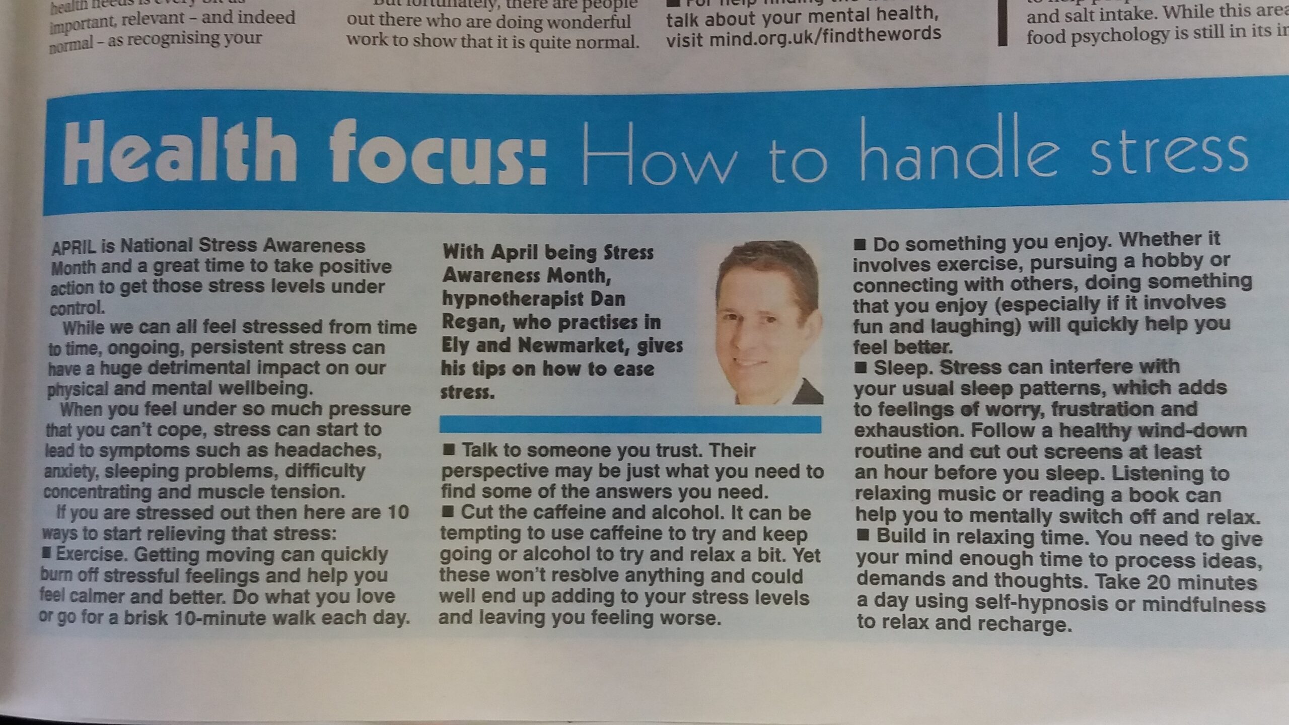 stress awareness cambridge news - Hypnotherapy in Ely