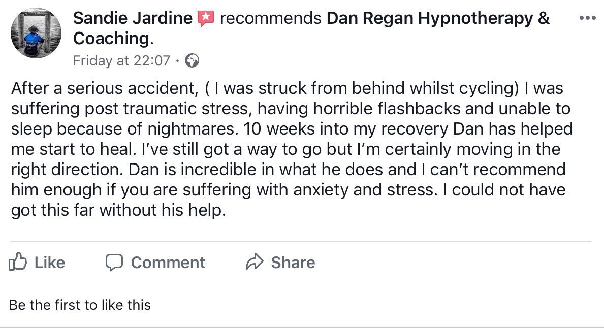 post traumatic stress hypnotherapy testimonial