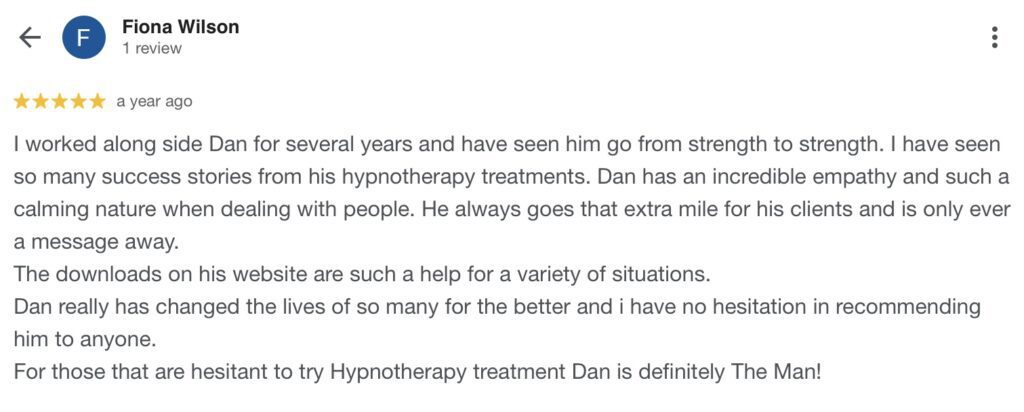 hypnotherapy in ely google review